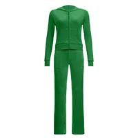 Ensemble de jogging en velours pour femme, sweat à capuche en velours, veste courte avec pantalon large, survêtements décontractés, automne, 2 pièces 5