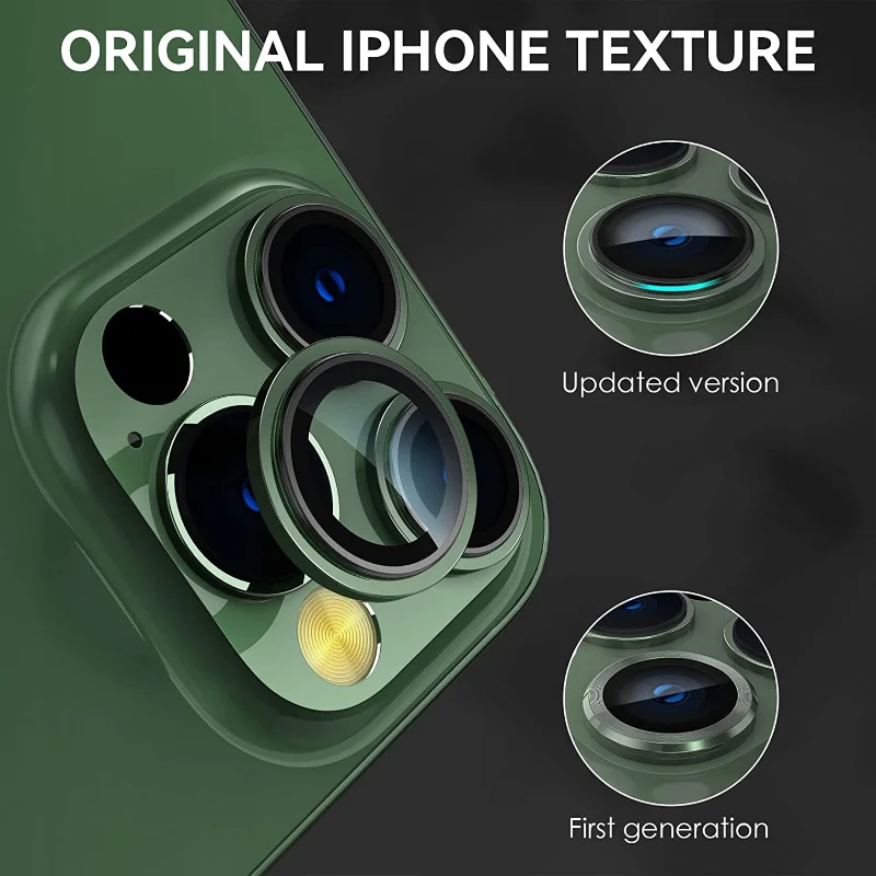 3 Stück Kameraobjektiv-Schutzglas für iPhone 15 14 13 12 11 Pro Max Objektiv-Metallring-Schutz für iPhone 12 13 Mini 15 Plus Folie – Detail 3