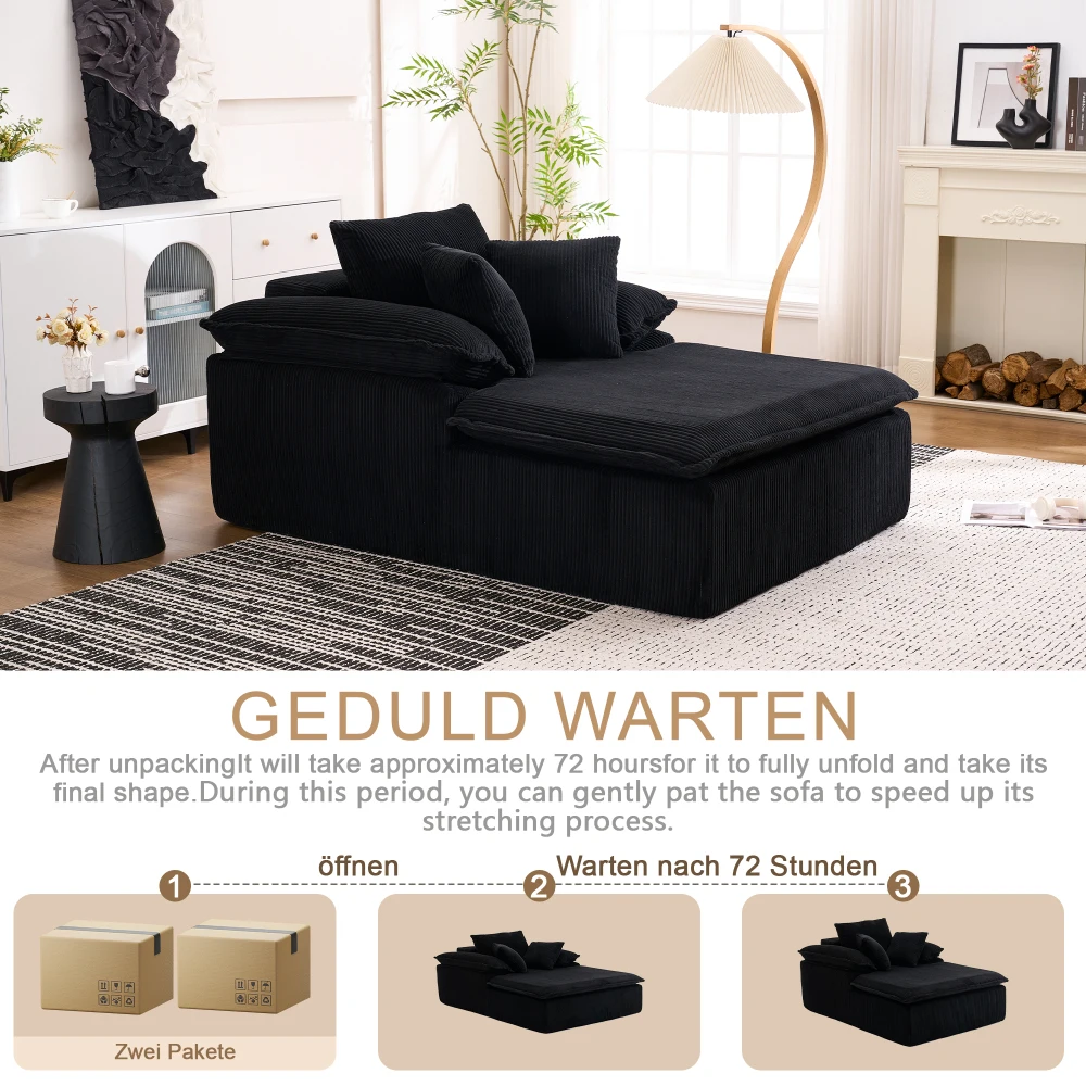 Modernes, bequemes Lese-Liegesofa mit breiten Armlehnen, keine Montage erforderlich, Sitzmöbel für das Wohnzimmer im Innenbereich – Detail 36