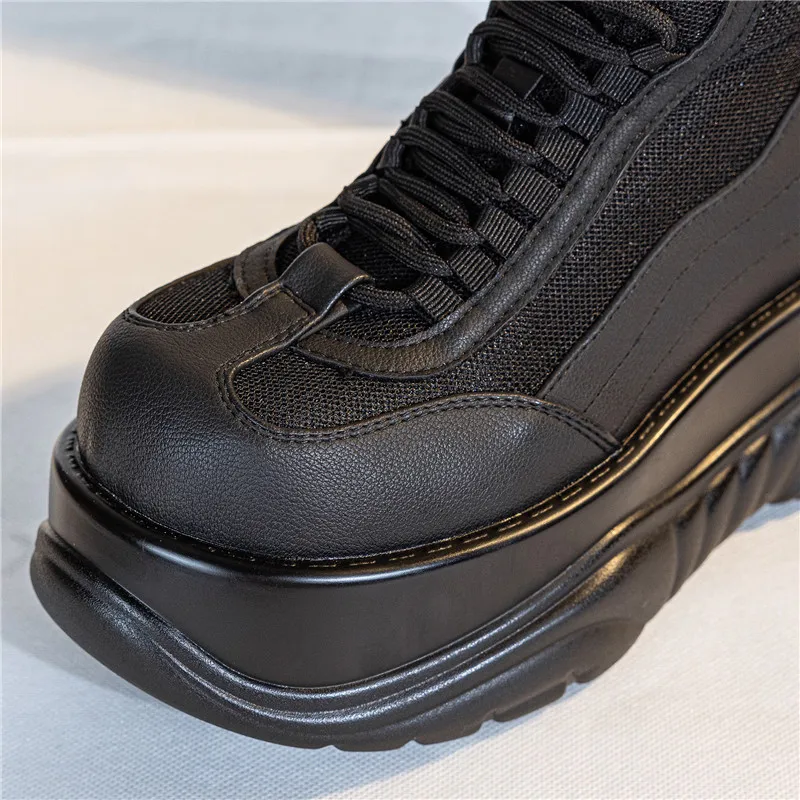 2024 Women's Small Man Heightened Platform High-top Trendy Cool Neutral Muffin Goth Short Punk Metal Big Head Boots
