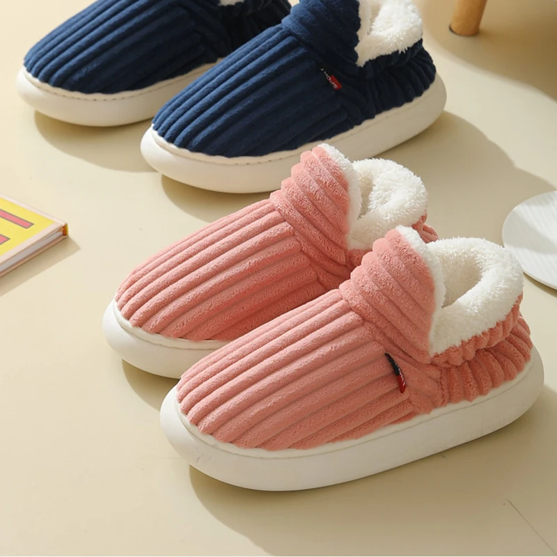 Cotton Corduroy Soft Plush Slippers Warm Anti Slip Shoes