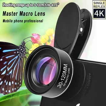 Obiettivo Mobile Macro professionale 4K HD 30-120mm per obiettivi videocamera per telefono con fotocamera iPhone Samsung All Smartphone CPL Star Filter