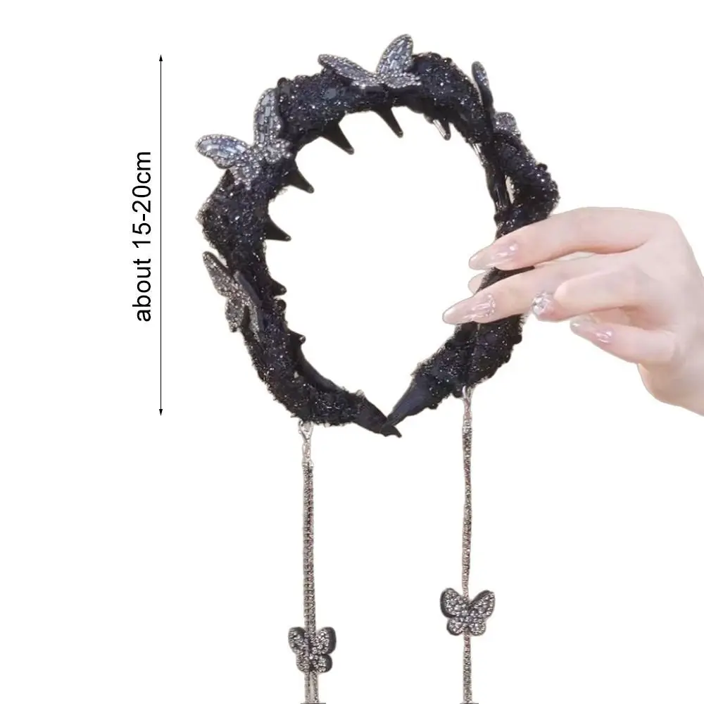 1Pcs New Velvet Braided Tassel Headband Stylish Charm Tassel Lace Mesh Head Band Shiny Floral Hair Accessories for Women