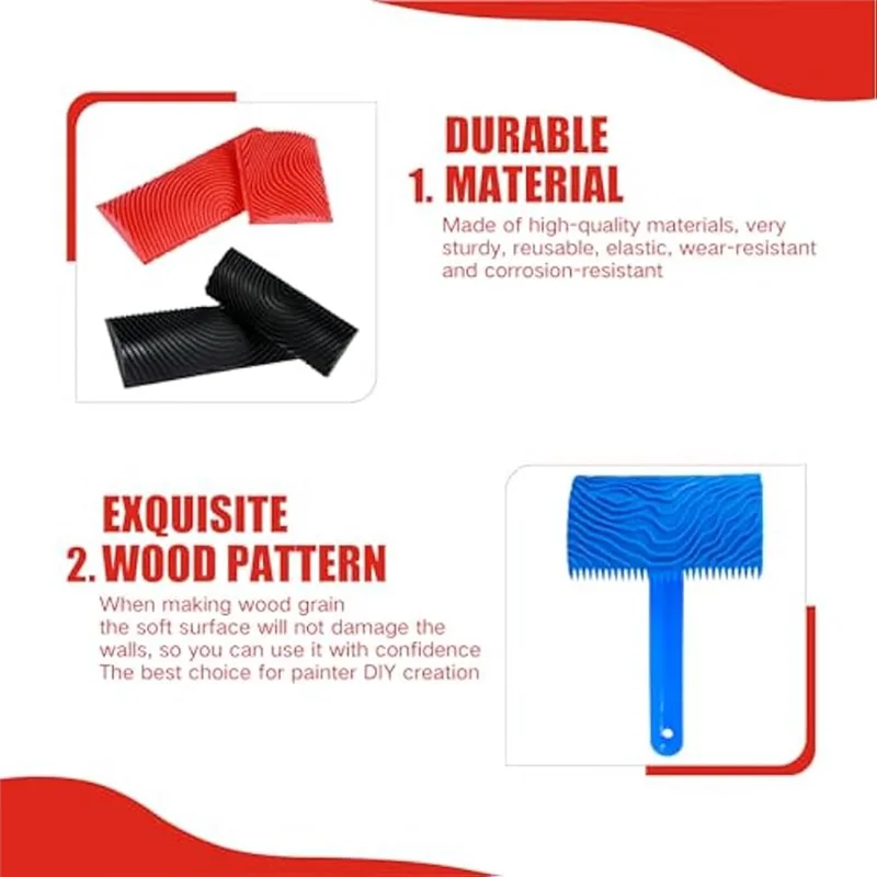 AA63 뜨거운 5Pcs 고무 나뭇결 롤러 도구 DIY 벽 바닥에 대 한 재사용 가능한 곡물 패턴 그림 도구