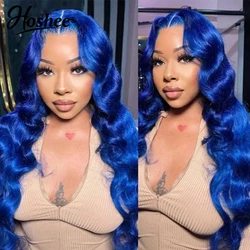 Straight Body Wave Navy Blue Colored Brazilian Human Hair Wig 13X4 HD Transparent Closure Lace Front Wig Frontal Wigs For Woman