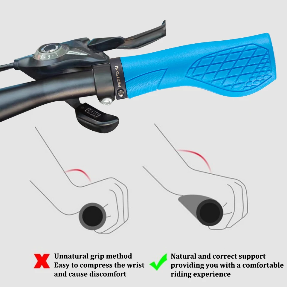 Premium Non-Slip Rubber Mountain Bike Handlebar Grips - Soft, Comfortable, Lockable Design (2-Pack)