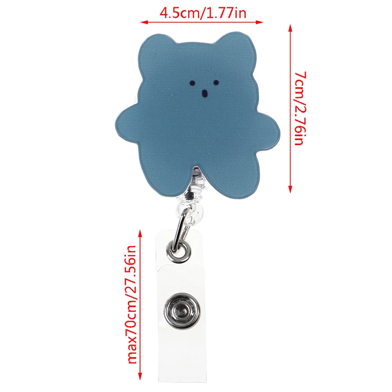 1PC Candy Color Cute Bears Acrylic Badge Holder Clip Retractable Nurse Name  Tag ID Card