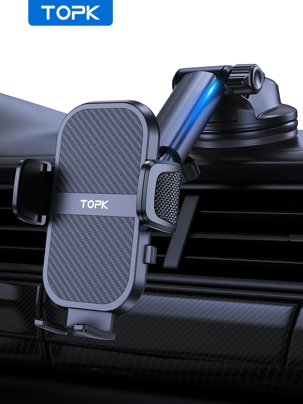 TOPK Universal-Autotelefonhalter 360 ° Verstellbare Armaturenbrett-Windschutzscheibenhalterung für iPhone und andere Smartphones – Detail 1