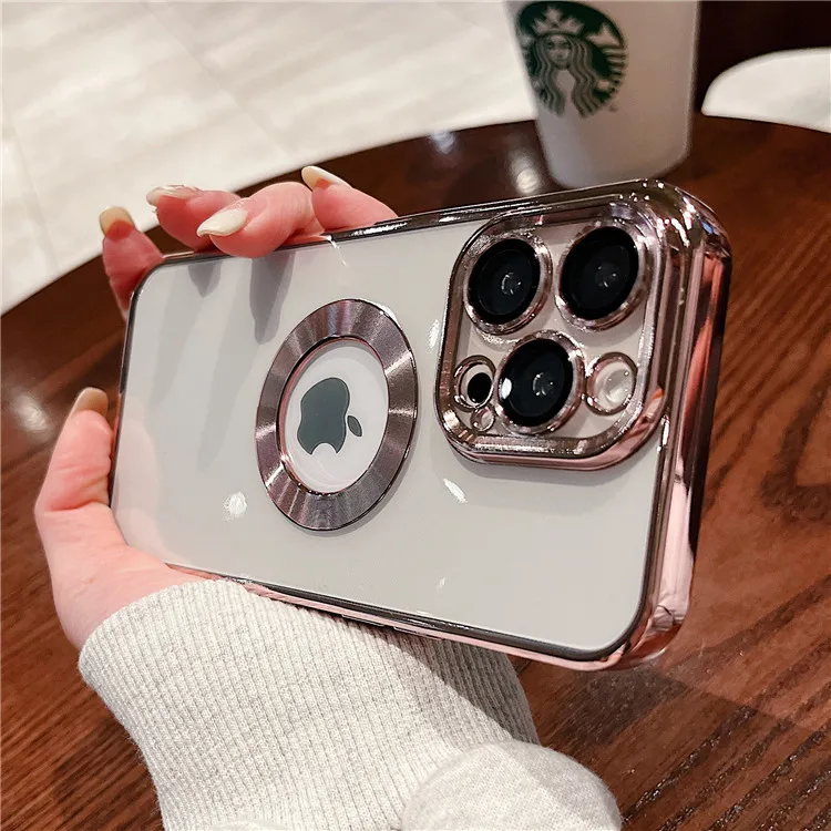 CD Pattern Plating Transparent Logo Hole case for iphone