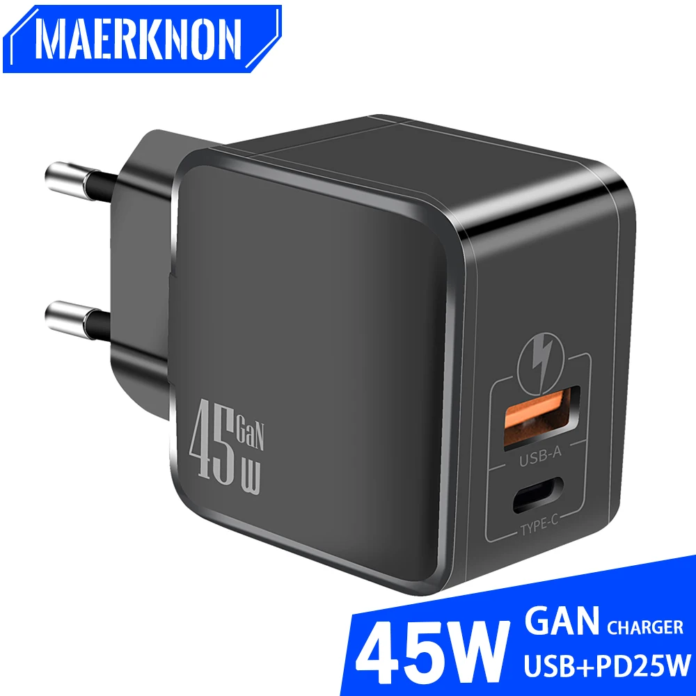 Caricatore Usb C Gan 45W Reale Ricarica Rapida Tipo C Pd Adattatore Da Parete A Ricarica Rapida Per Iphone 14 15 Xiaomi Samsung S23 Oneplus Poco
