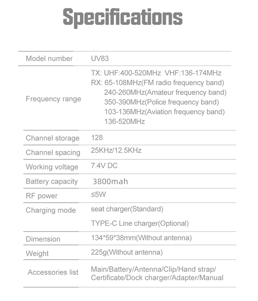 Iradio UV 83 Wireless Copy Frequency Walkie Talkie Long Range Flashlight Type-C Charger Ham Radio UV 5R BF-888S 5