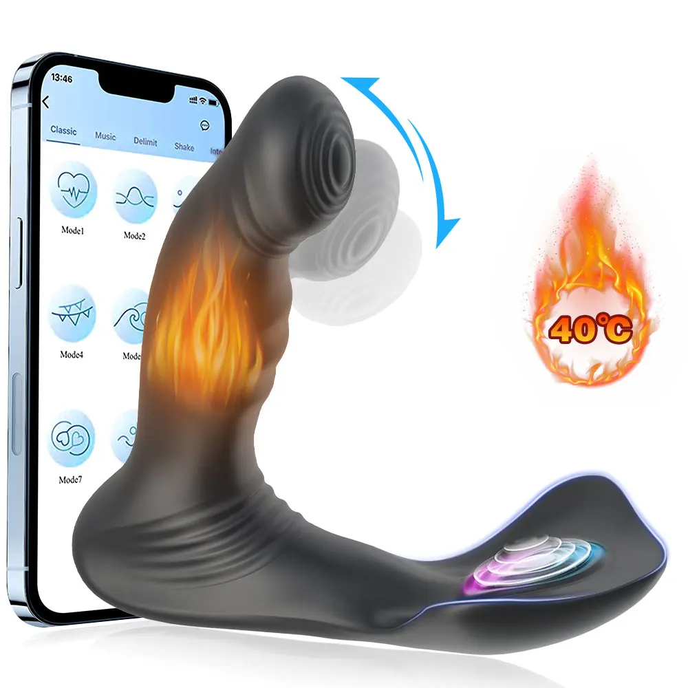 Dual-motor Prostate Massager Swinging Anal Plug Sex Toy Smart Heating App Control Male Masturbator Butt Plug Sex Toys for