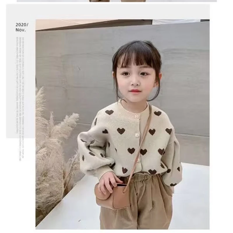 New2 3 4 5 6 7 T 가을 겨울 아동용 니트 가디건 캐주얼 싱글 브레스트 스..
