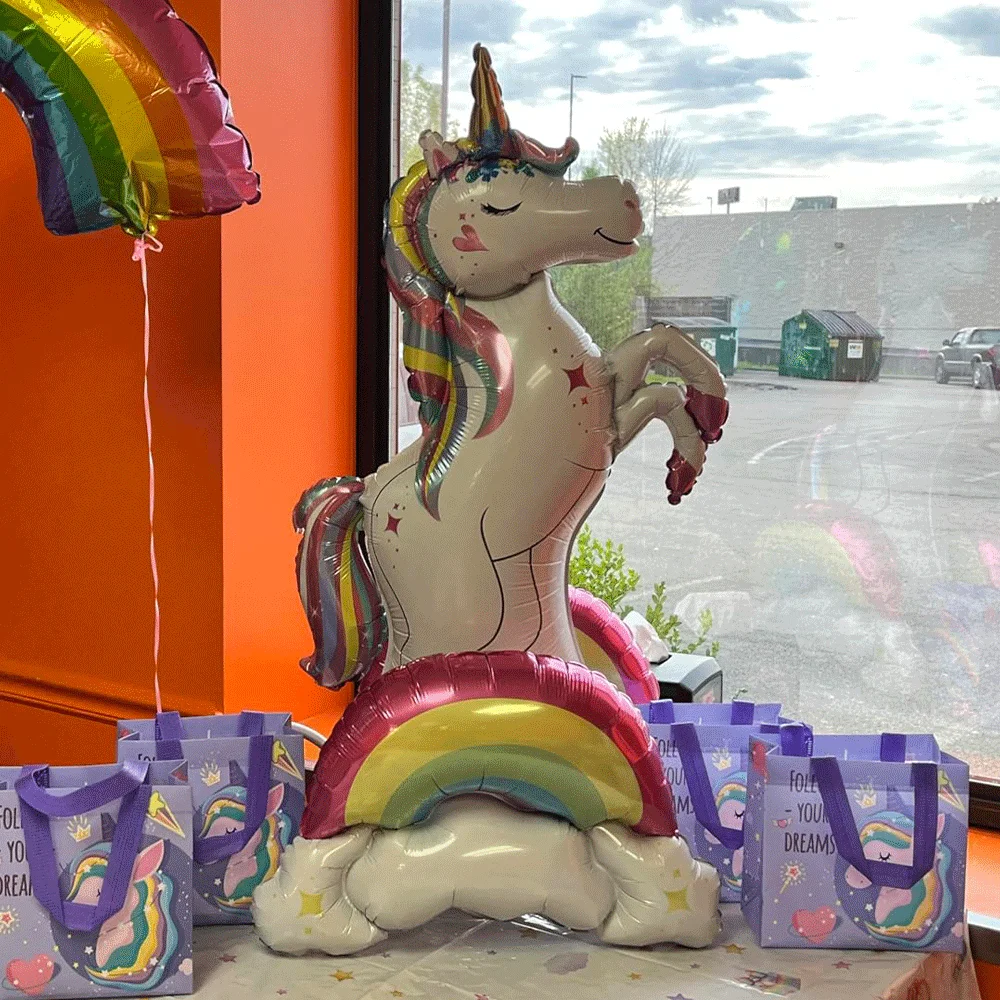 Grandi palloncini foil unicorno in piedi per bambini Ragazze Decorazione festa di compleanno unicorno Palloncino animale elefante Bomboniere per baby shower  15