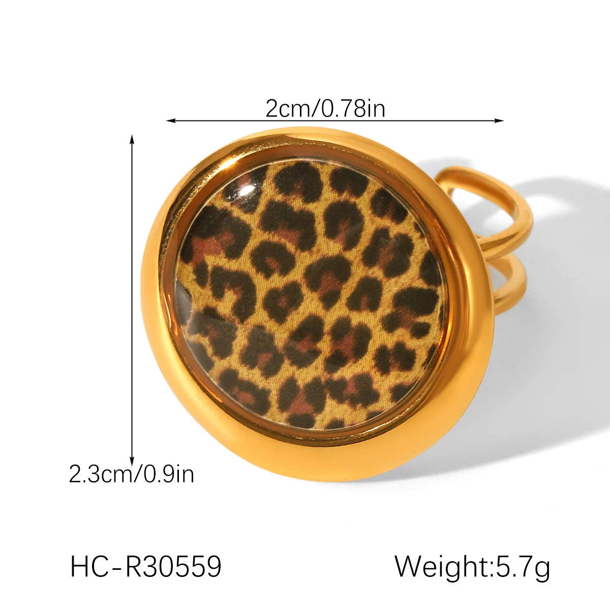 18K Vergoldetes Leopardenmuster Schmuckset Damen 316L Edelstahl Ohrringe Ring Set Böhmisch Retro Hypoallergen Tägliches Geschenk – Detail 4
