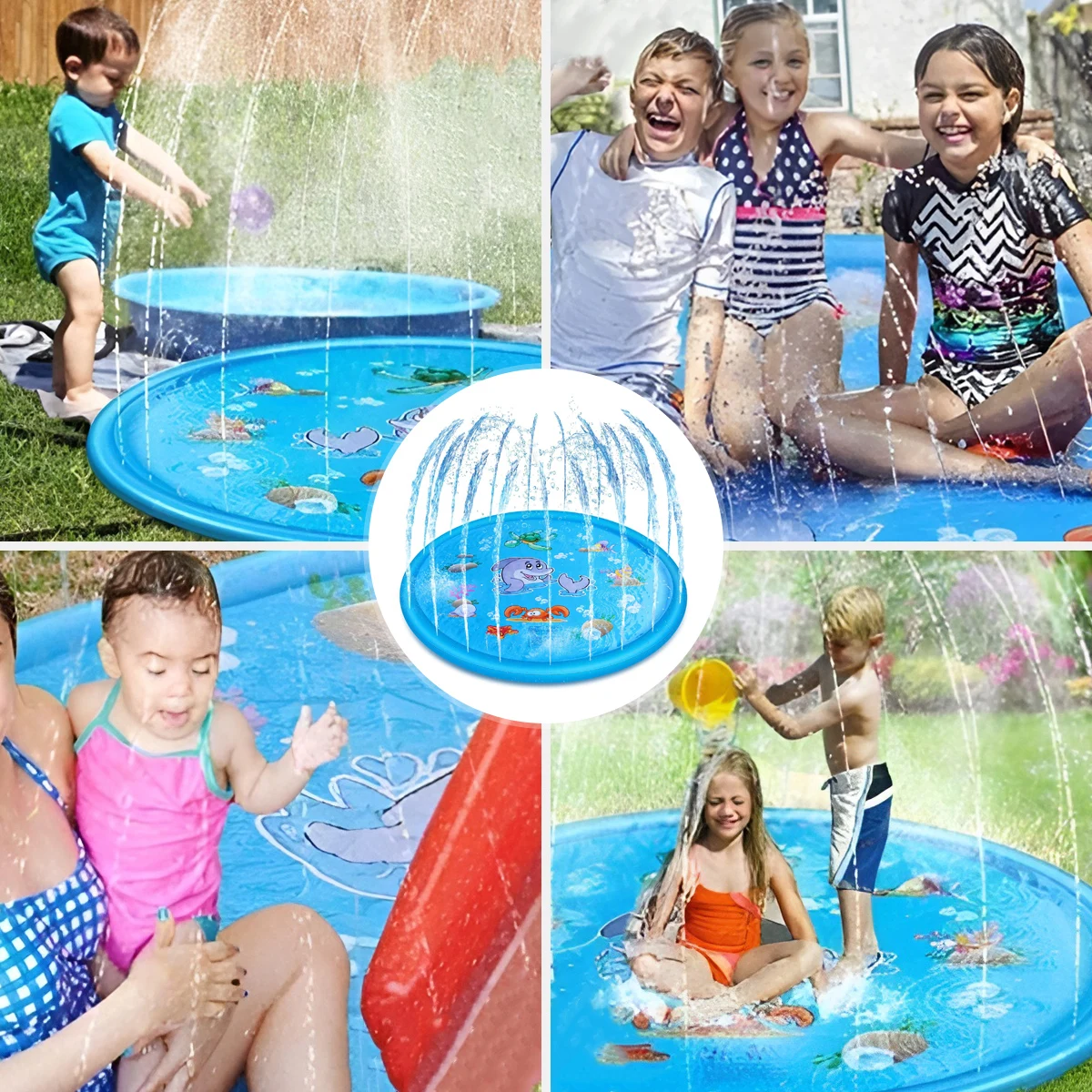 100cm Summer Pet Inflatable Swimming Pool Foldable Spray Mat Dogs Cat Kids Outdoor Interactive Fountain Toys inflatable swimming pool