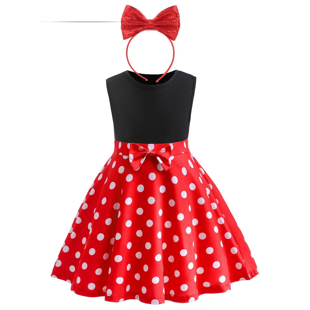 

Kids Summer Dress Girls Black Red Polka Dot Dress Girls Birthday Party Princess Mesh Elegant Dresses Children Clothing