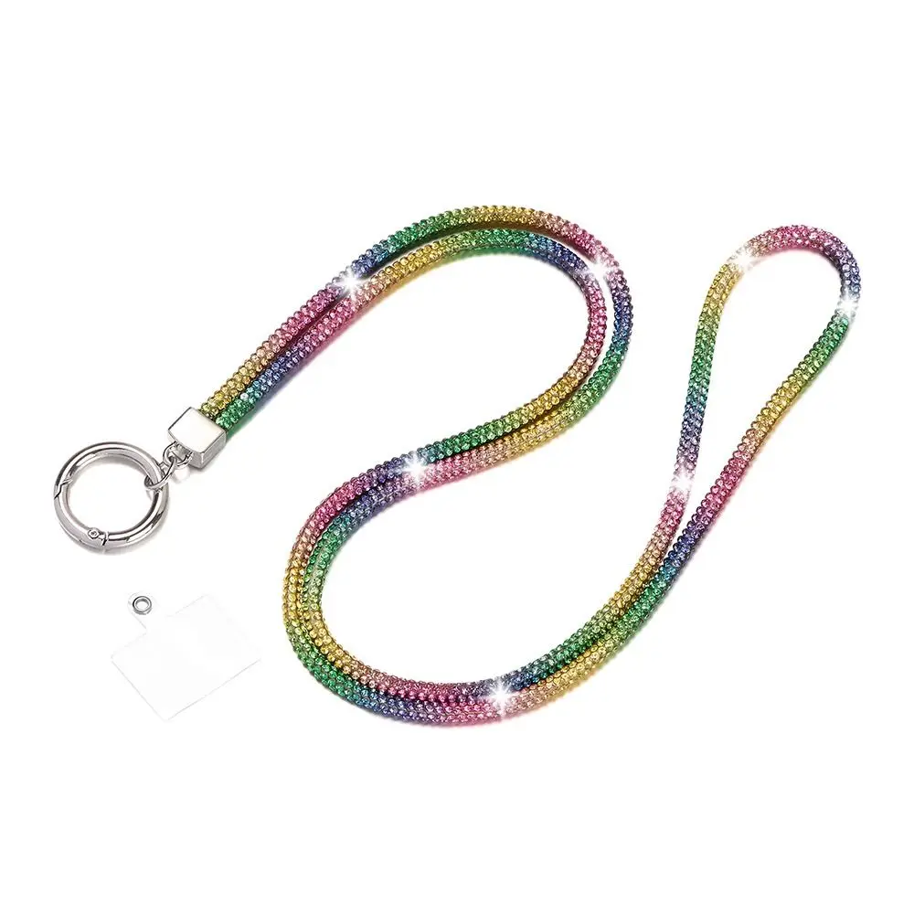 Sparkling Rhinestone Phone Lanyard with Anti-Lost Chain Strap