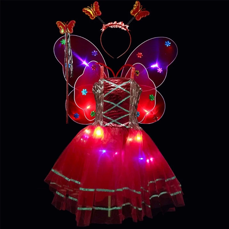 Children's Fairy Clothing Butterfly Wings Girls Butterfly Dress Led 4pcs Kids Aliexpress