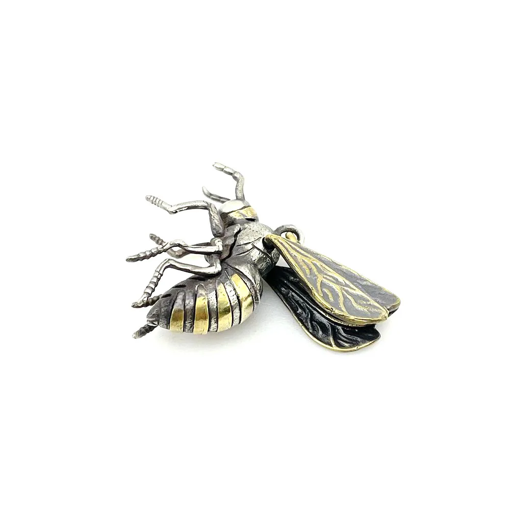 Movable Wings Bee DIY Knife Beads Tools EDC Jewelry White Brass Pendant Keychain Accessories Umbrella Rope Woven Pearl
