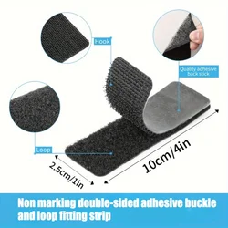 Nylon Seamless Double - Sided Adhesive Tape - High - Quality, Durable Fastening Strips - 16 pairs (Black)