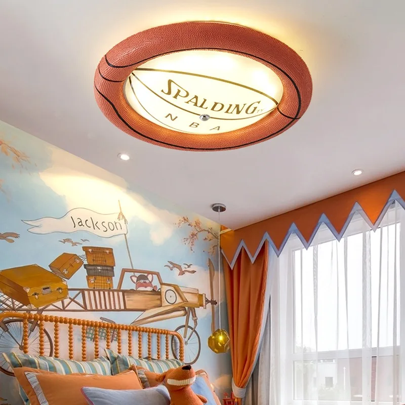 

Modern and Creative Basketball Ceiling Light Fixture for Boys Bedroom Nursery Cartoon Resin Lampshade Kids Room Ceiling Lamp