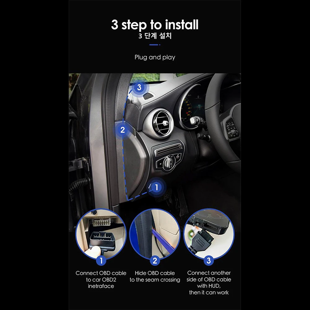 

Technology Display Accessories HUD Mirror Head Up OBD2 Speed Projector Overspeed Practical RPM Voltage Brand New