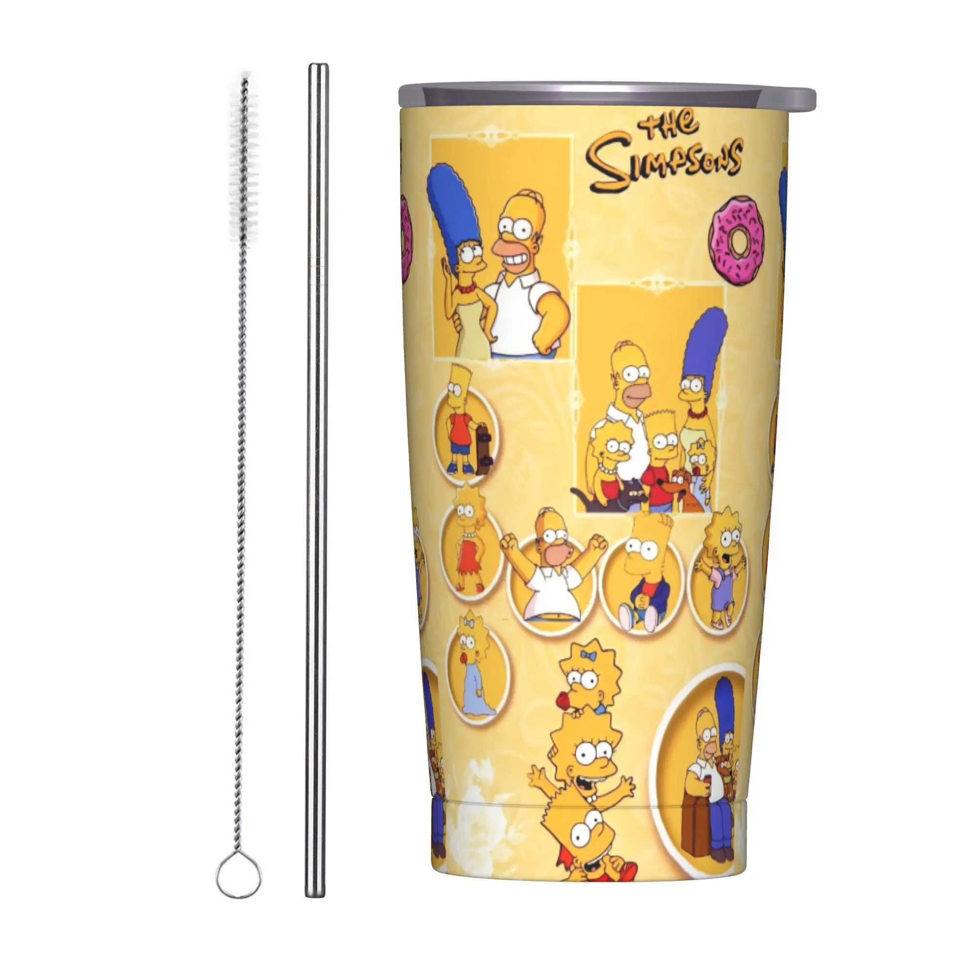 Stainless Steel Tumbler with The Simpsons Cartoon Design - Versatile Hot & Cold Beverage Cup