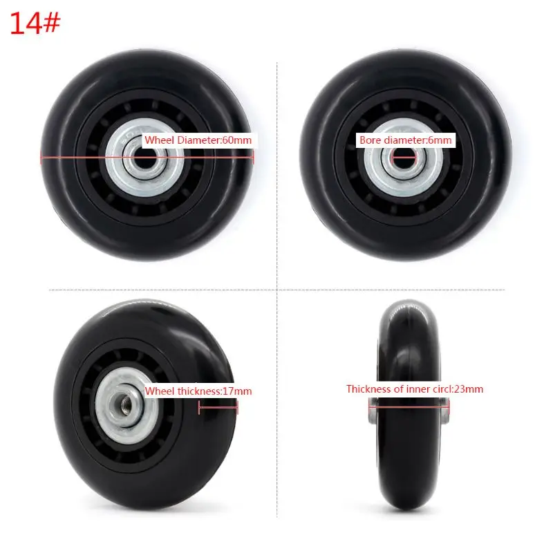 4 Pcs 50mm X 18mm Luggage Replacement Wheels Kit - Rubber Suitcase Casters With Tools