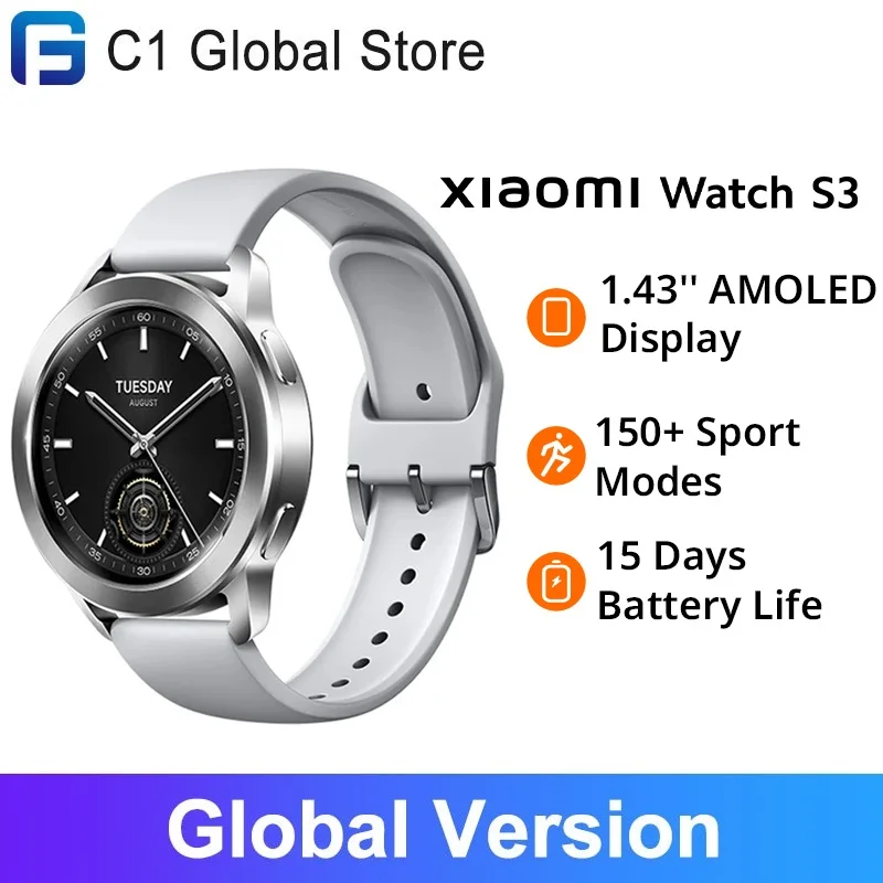 

Умные часы Xiaomi Watch S3, 1,43 дюйма, AMOLED-экран, 150 + спортивные режимы, водозащита 5 АТМ, датчик уровня кислорода в крови