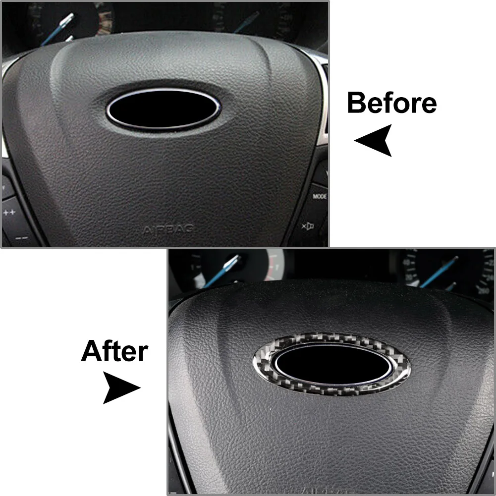 Car Steering Wheel Center Ring Cover Carbon Fiber Decoration Trim For Ford Fusion Mondeo 2013 2014 2015 2016 2017 2018 2019