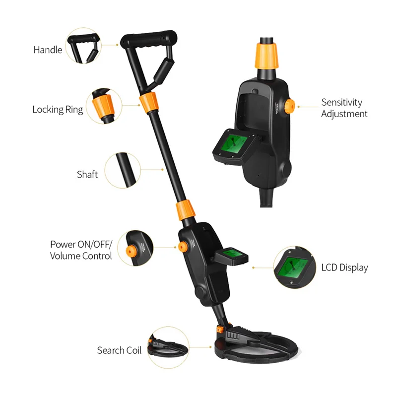 M13KMD1008A Underground Metal Detector Gold Silver Jewelry Treasure Search Finders Waterproof Treasure Metal Seeker Tool