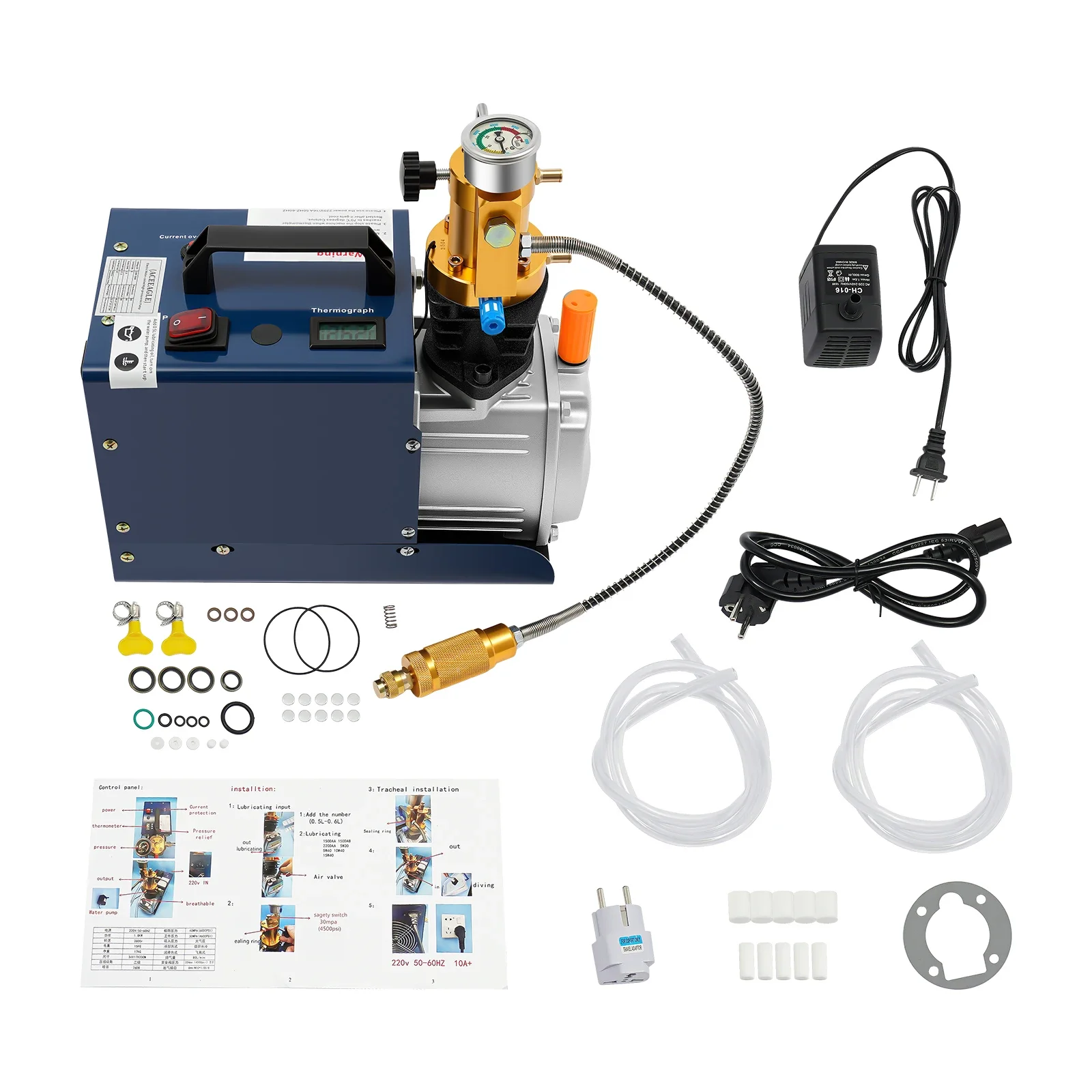 PCP-Luftkompressor 1800 W mit Hochdruck-Gasleitung 0-30 MPa 220 V für Ventile, Rohrleitungen und kleine Hochdruckflaschen – Detail 4