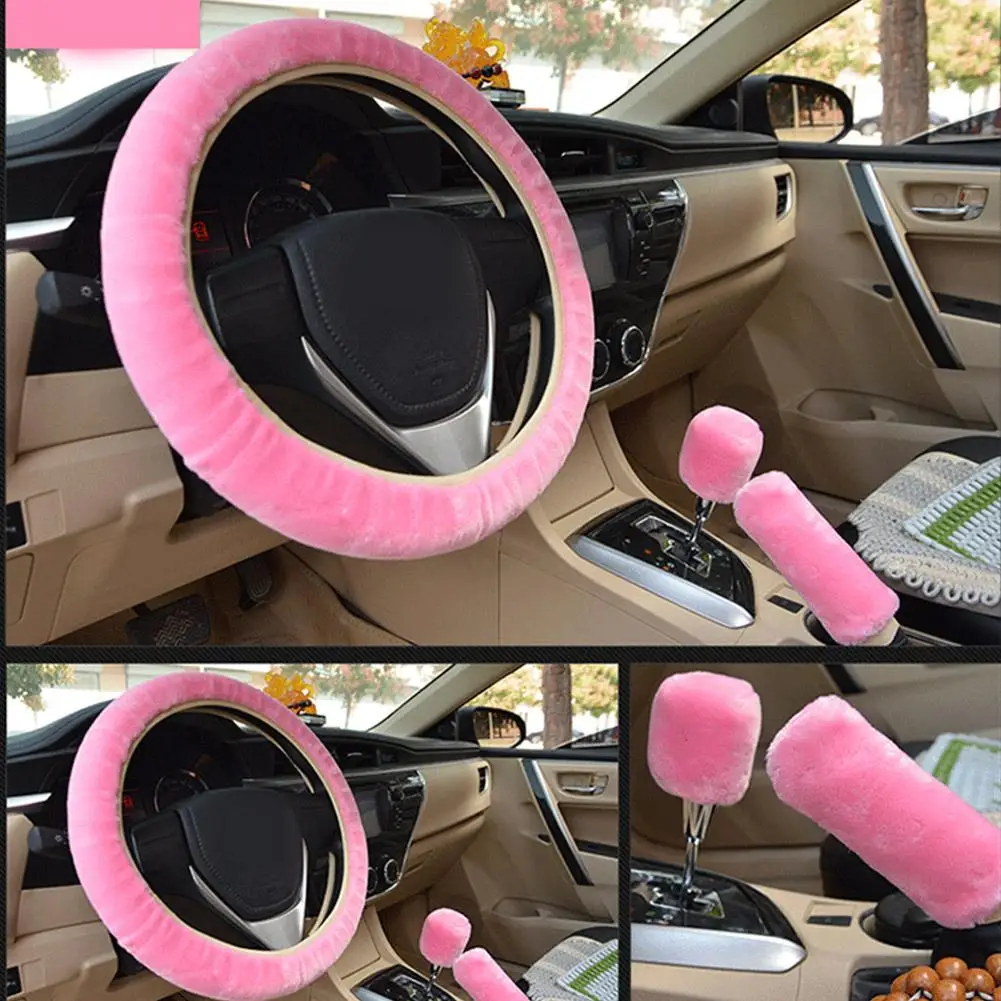 Car Steering Wheel Cover Winter Style Warm Universal Cover Plush Warm Pull Steering Steering Set Wheel Handle Wheel Car Cov E6I1