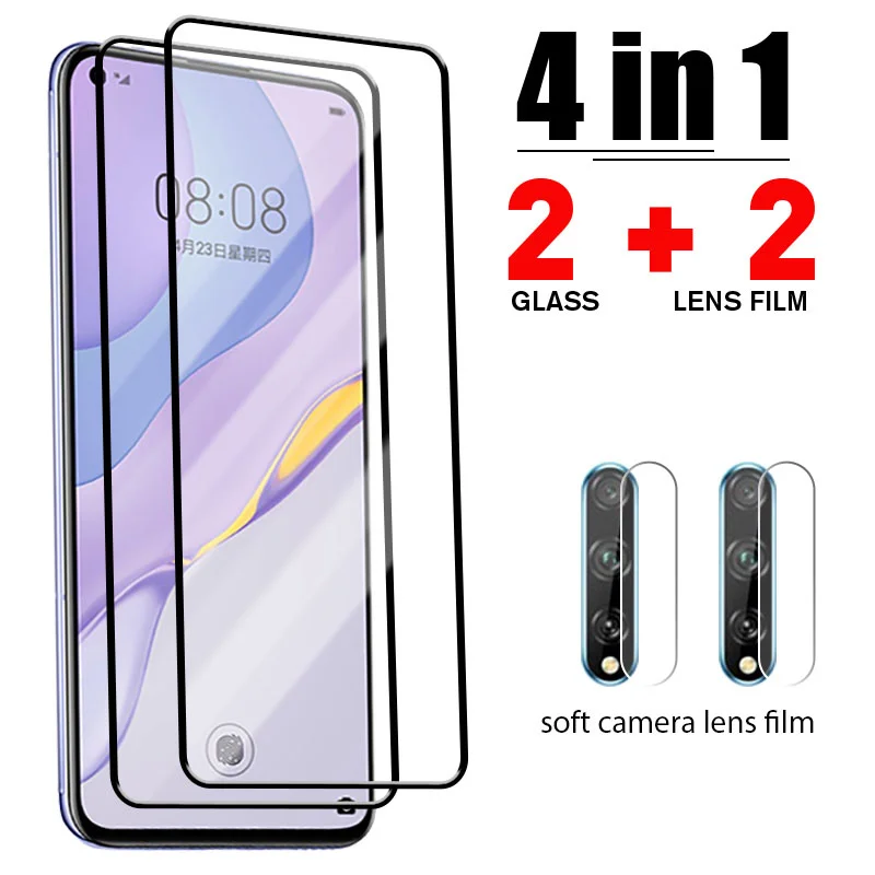 

Закаленное стекло 4 в 1 для Huawei P30 P20 P40 lite P50, защитная пленка для экрана камеры Huawei Mate 20 30 lite P Smart S