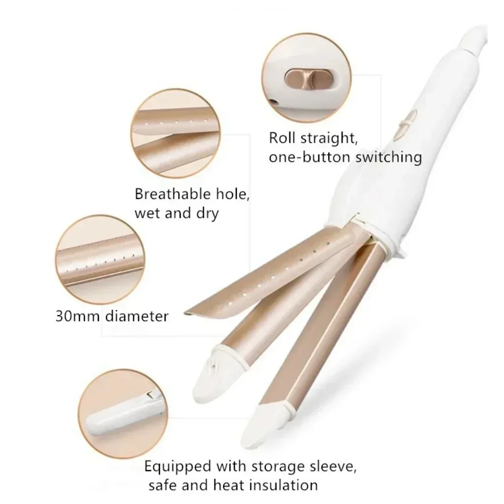 Multifunction 3 In 1 Gold Ceramic Hair Curler Hair Curling Iron Straightener Heated Roller Professional Styling Tools hair straightener hair curler hair iron hair tools
