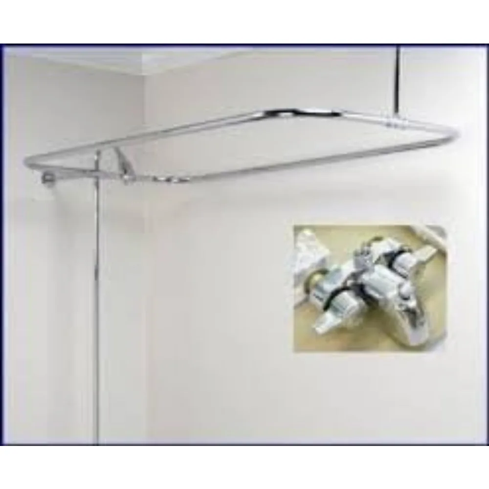 Clawfoot bath shower faucet and rectangular combination set - 3/8-8-inch chrome center diverter faucet - 3/4 "MIP connection 5