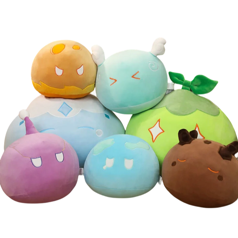 30/40/50cm Round Genshin Ball Impact Slime Plush Anime Lamp Soft Plush Doll Pillow Kawaii Plush Soft Stuffed Plush Toys For Kids