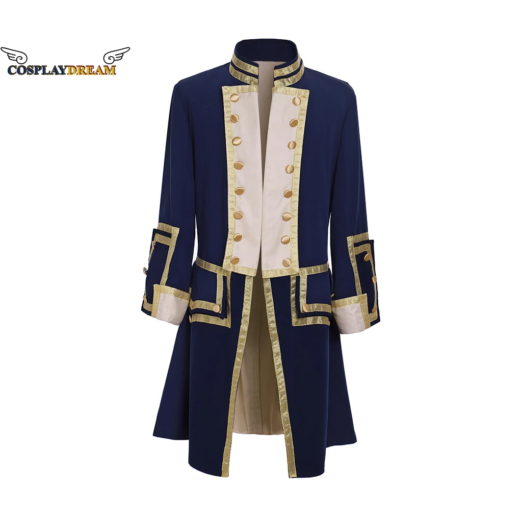 Medievale Vintage Prince Coat Blue Giacca Uniforme Militare Reale Da Uomo Costume Cosplay Hamilton Victorian Renaissance Coat Trench