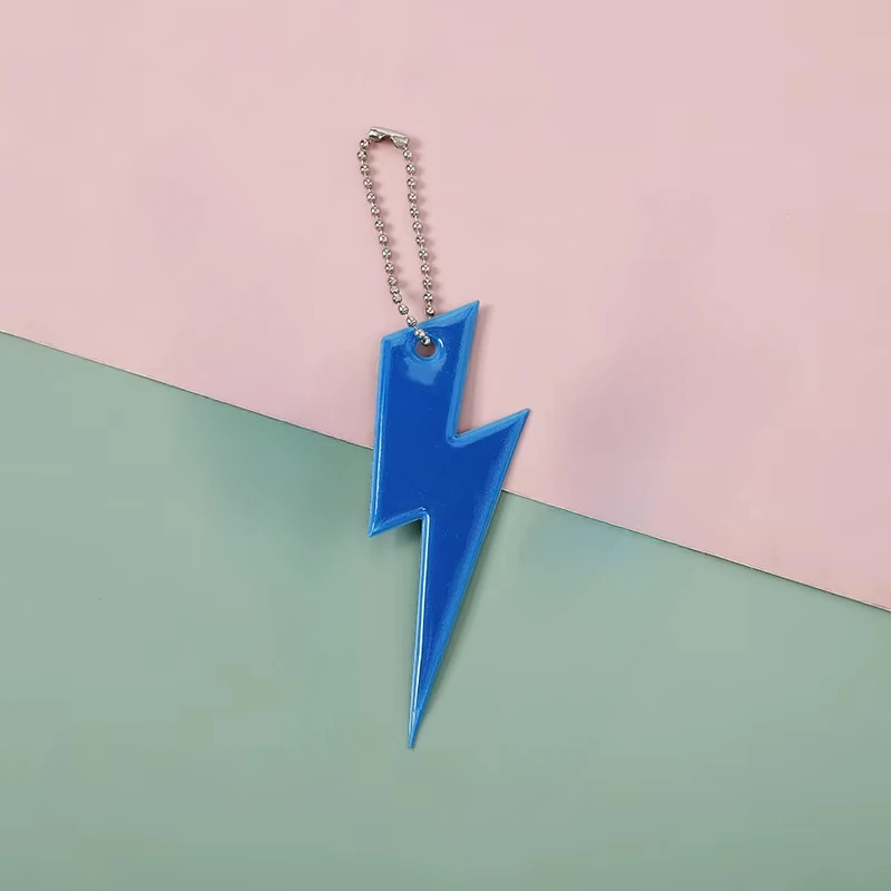 Colorful Lightning-Shaped Reflective Keychain Pendant