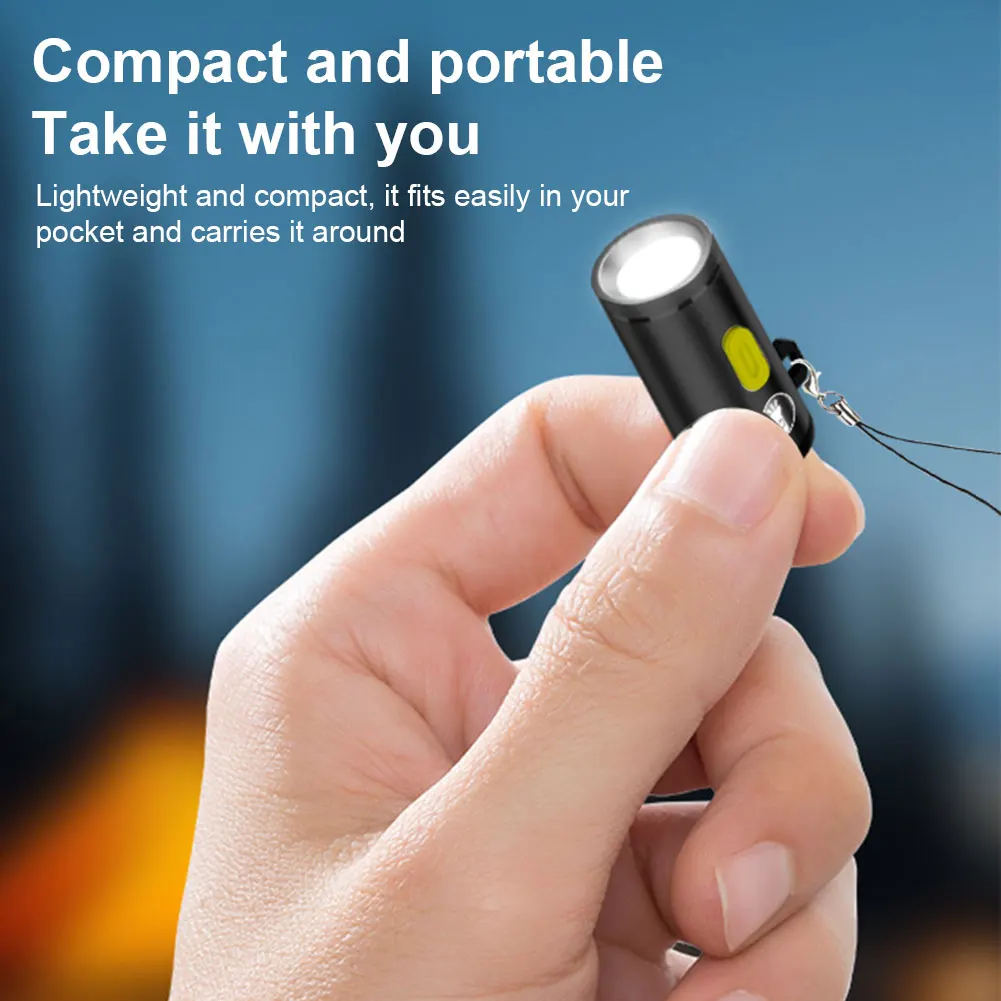 Type-C LED Pocket Keychain Flashlight Mini Flashlight Handheld Strong Light Small Torch Light Outdoor Hiking Camping Accessories led flashlight mini flashlight led flashlights mini led flashlight led torch light