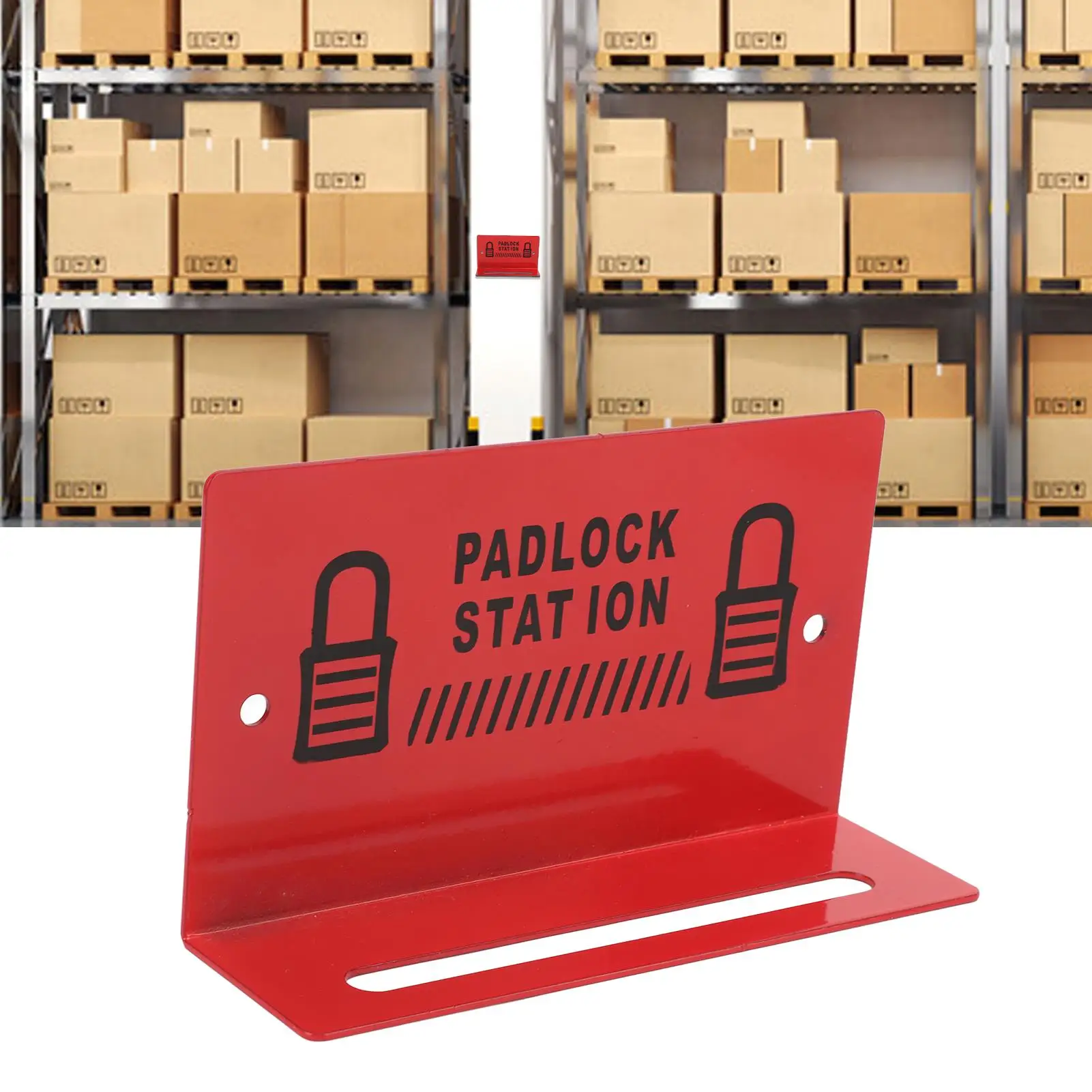 Wall-Mounted Safety Padlock Rack for 5 -8 Locks-Durable Alloy Steel Management Station in Red