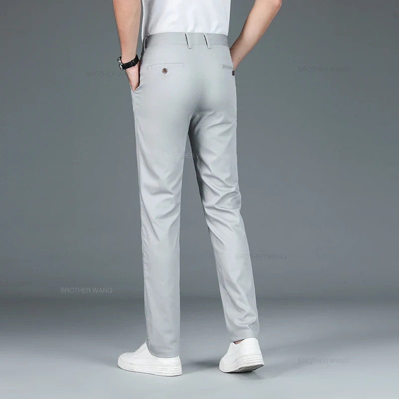 Men's Ultra-Thin Bamboo Fabric Elastic Casual Trousers - Soft & Straight in Classic Shades