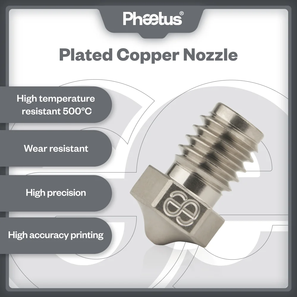 PHAETUS 고품질 도금 구리 노즐, Voron2.4 V6 Hotend용 PEI PEEK 또는 탄소 섬유 필라멘트 인쇄용, 550 ° C 1.75mm