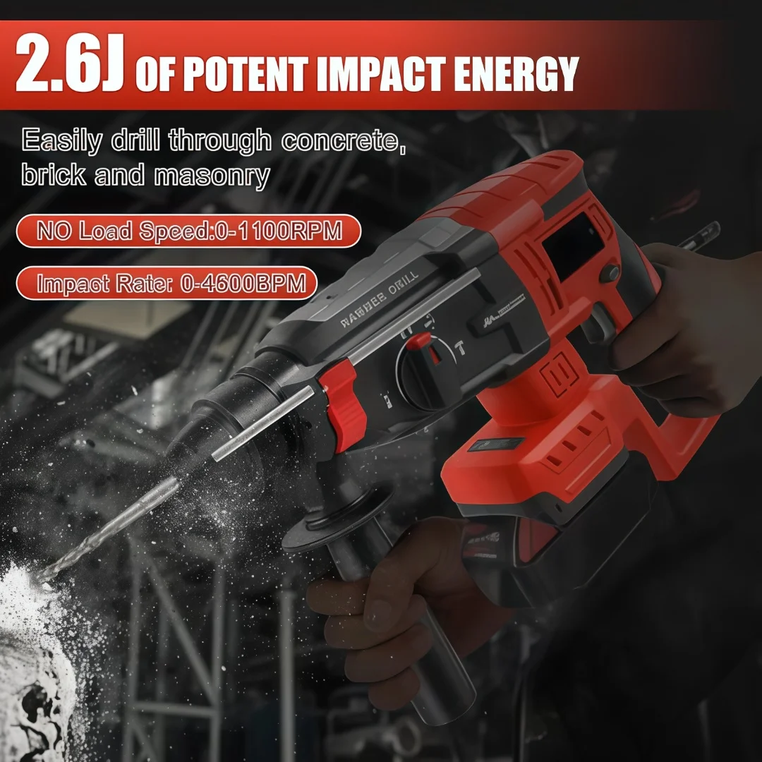 SDS-Plus Rotary Hammer Drill for Milwaukee M18 Battery 2.6J Impact Brushless Ham