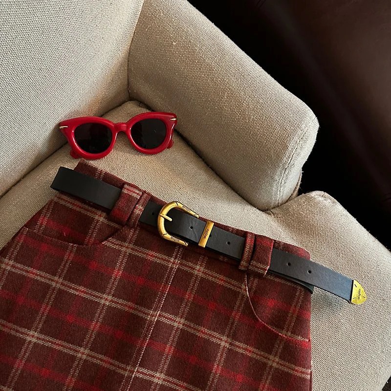 Lace Patchwork Plaid Mini Skirts Women Fall Winter High Waist No Belt Faux Wool Skirts Y2K Fashion Preppy All Match A Line Skirt
