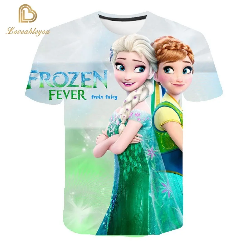 Nuova Estate Frozen 2 T Shirt Anna Elsa Meisje 3D Stampa Digitale Kleding Top Frozen Snow Queen Anna Elsa Cartoon Print Shirts