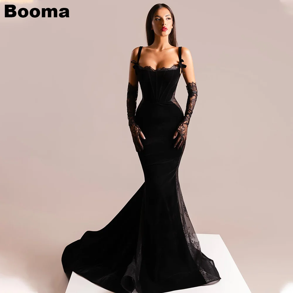 

Booma Black Sexy Mermaid Evening Dresses Sweetheart Lace Formal Occasion Dress for Women Sweep Train Elegant Party Prom Gowns