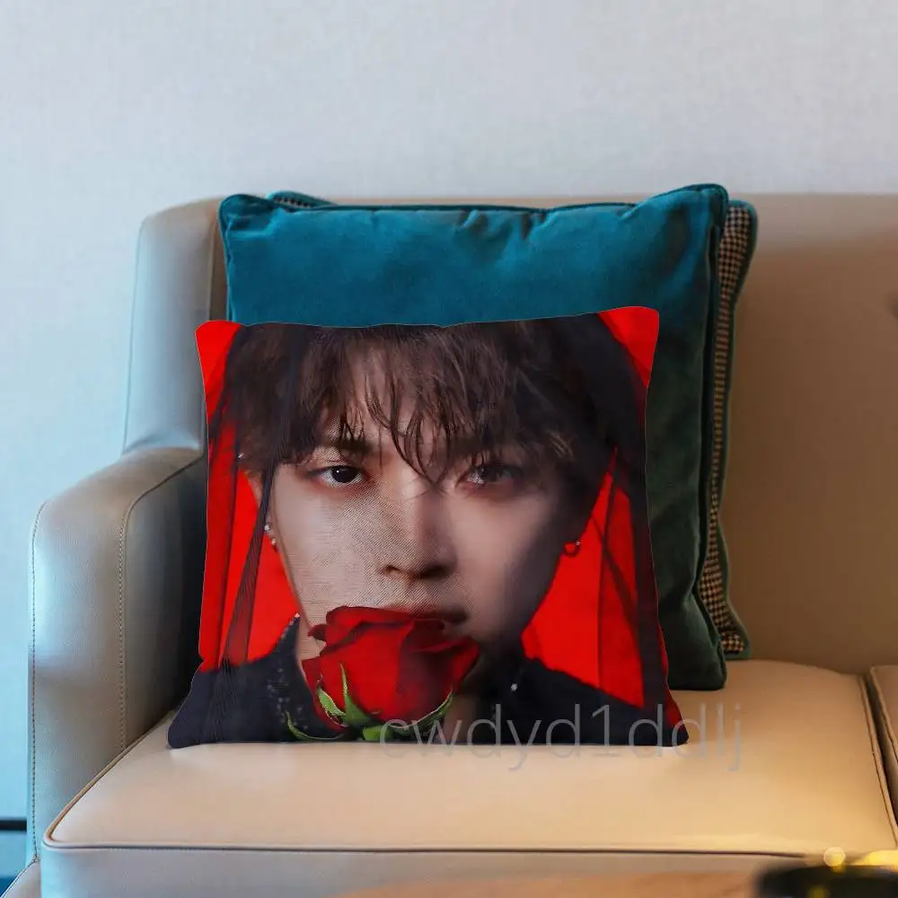A-Ateez Hongjoong Kissenbezug aus Kurzplüsch, Sofa-Dekoration, Geschenk für Zuhause, doppelseitig bedrucktes Kissen – Detail 13