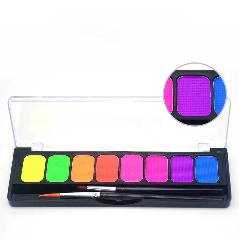 8-Color Water-Soluble Fluorescent Body Paints Halloween Dark Night Glow Paintbrush DIY Quick Dry Camouflage Paste Eyeline Makeup 6